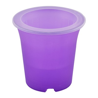 Desktop Decor Plastic Round Design Self Watering Planter Flower Pot Purple   
